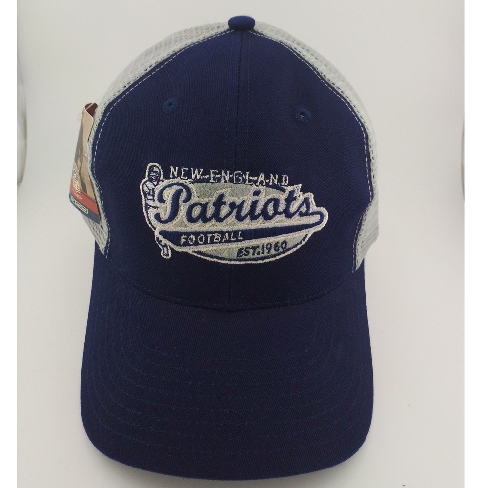 New England Patriots Reebok NFL Trucker Hat Navy Gray Mesh Snapback Football